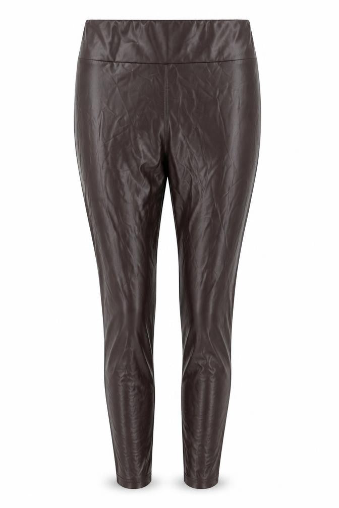 The Chic Hero Womens Brown Polyester Carrot Leggings Size 10 L25 in - Leather Look