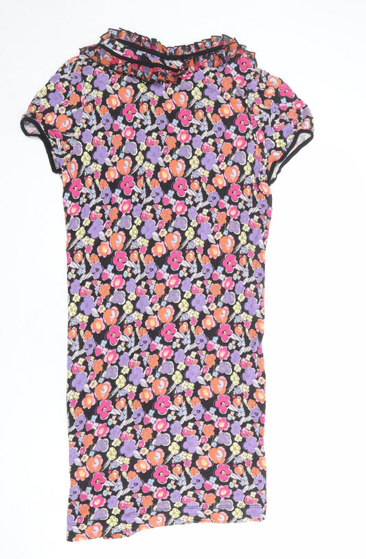 NEXT Womens Multicoloured Floral Viscose Shift Size 16 Round Neck Button