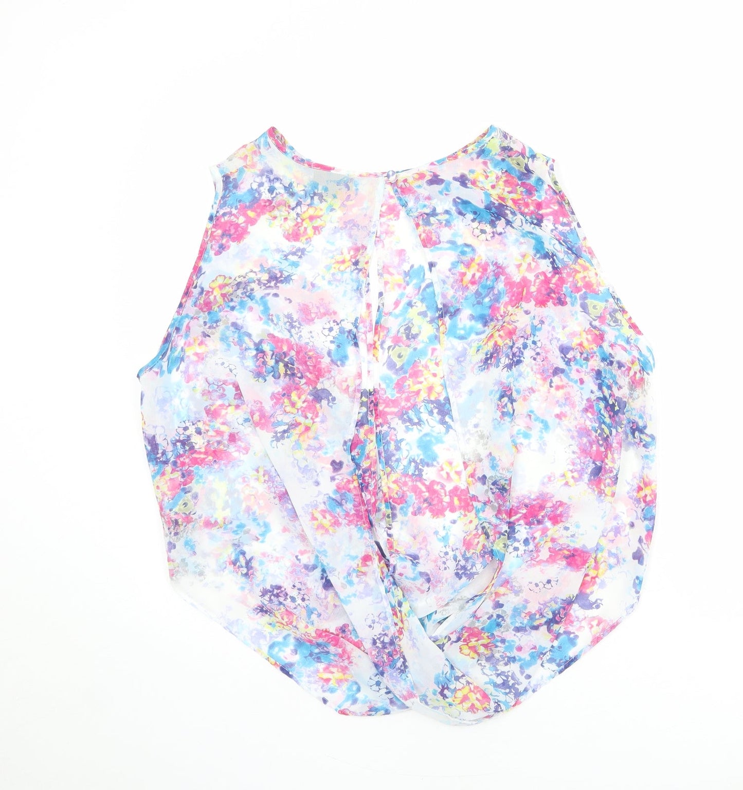 Topshop Womens Multicoloured Floral Polyester Basic Tank Size 10 Round Neck