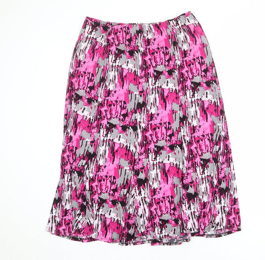 Saloos Womens Multicoloured Geometric Polyester A-Line Skirt Size 32 in