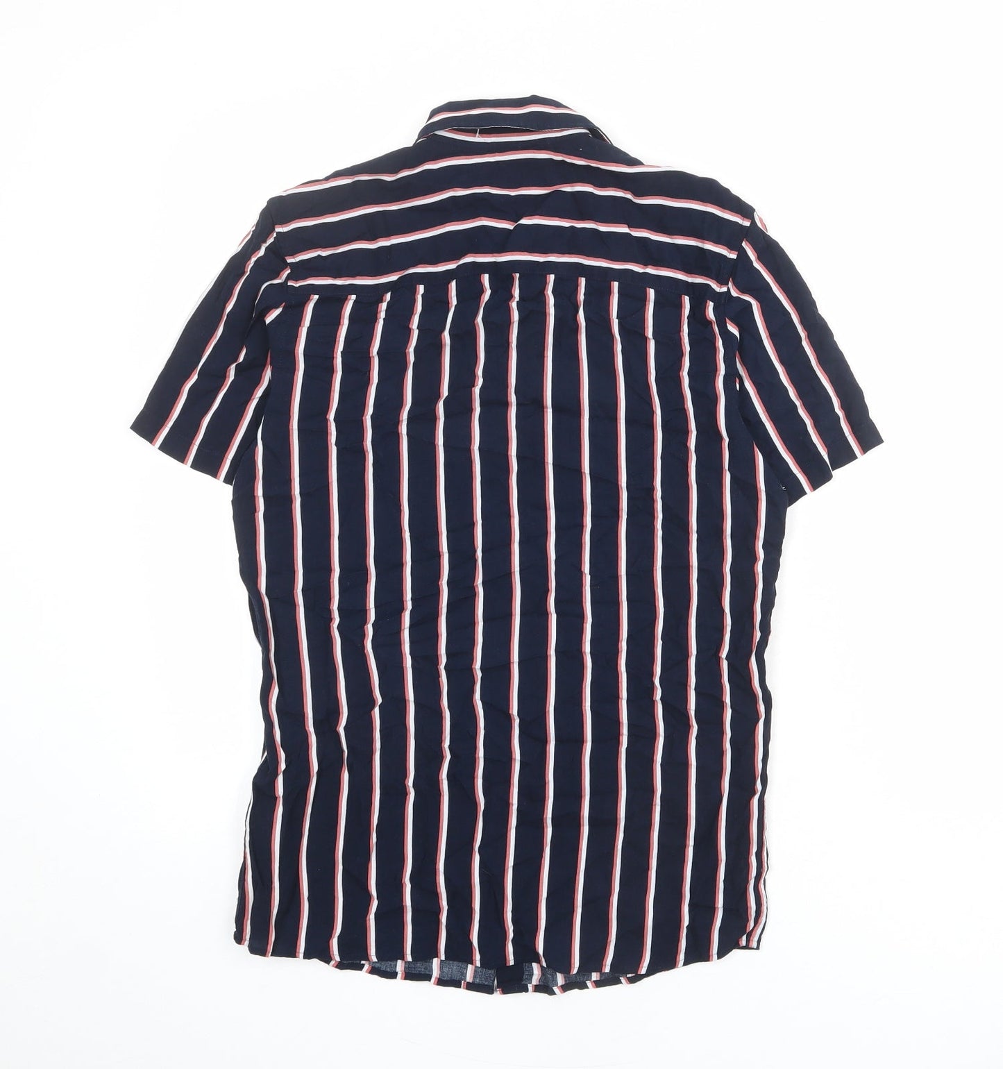 NEXT Mens Blue Striped Viscose Button-Up Size XS Collared Button