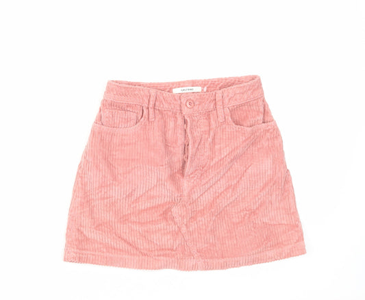 Grlfrnd Womens Pink Cotton Mini Skirt Size 26 in Button