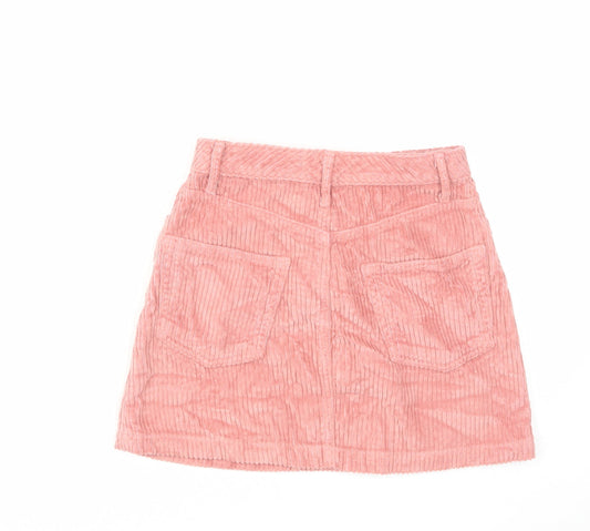 Grlfrnd Womens Pink Cotton Mini Skirt Size 26 in Button