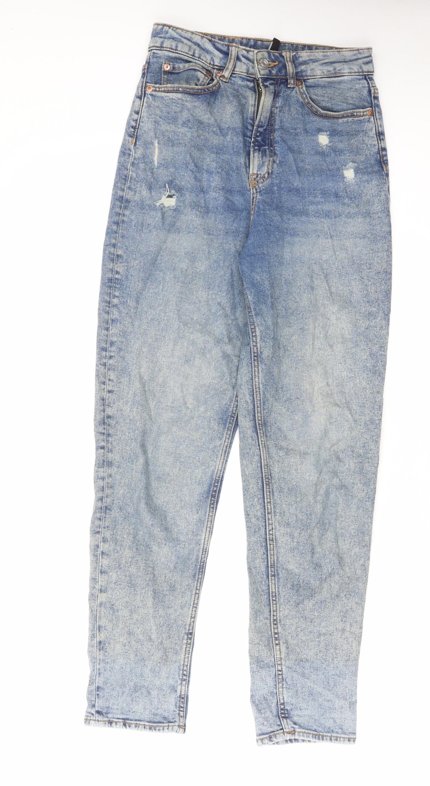 H&M Womens Blue Cotton Skinny Jeans Size 10 L29 in Regular Zip