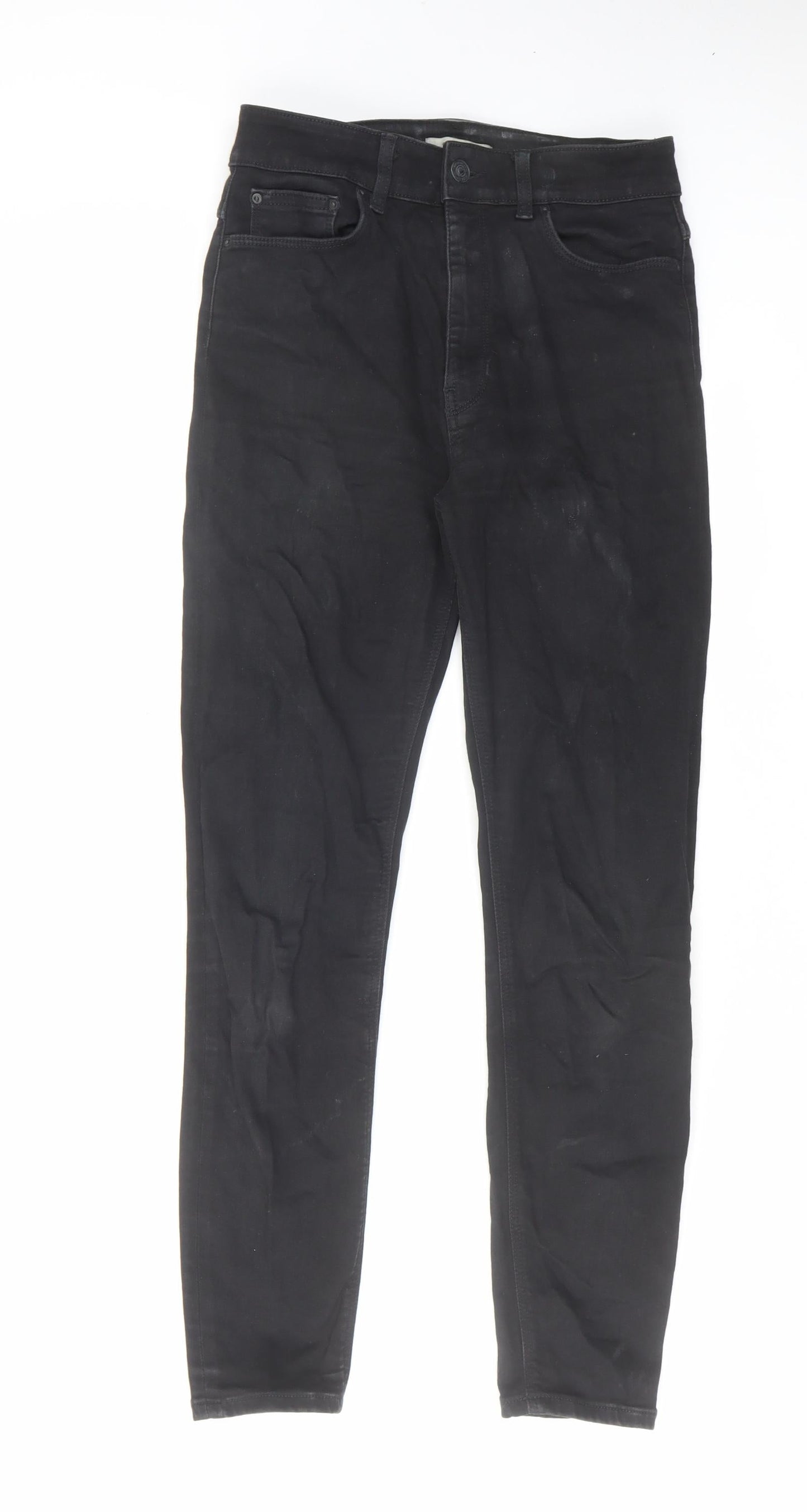 Zara Womens Black Cotton Skinny Jeans Size 8 L27 in Regular Zip