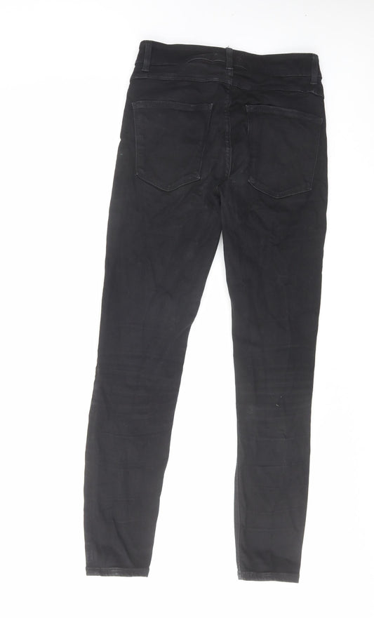 Zara Womens Black Cotton Skinny Jeans Size 8 L27 in Regular Zip