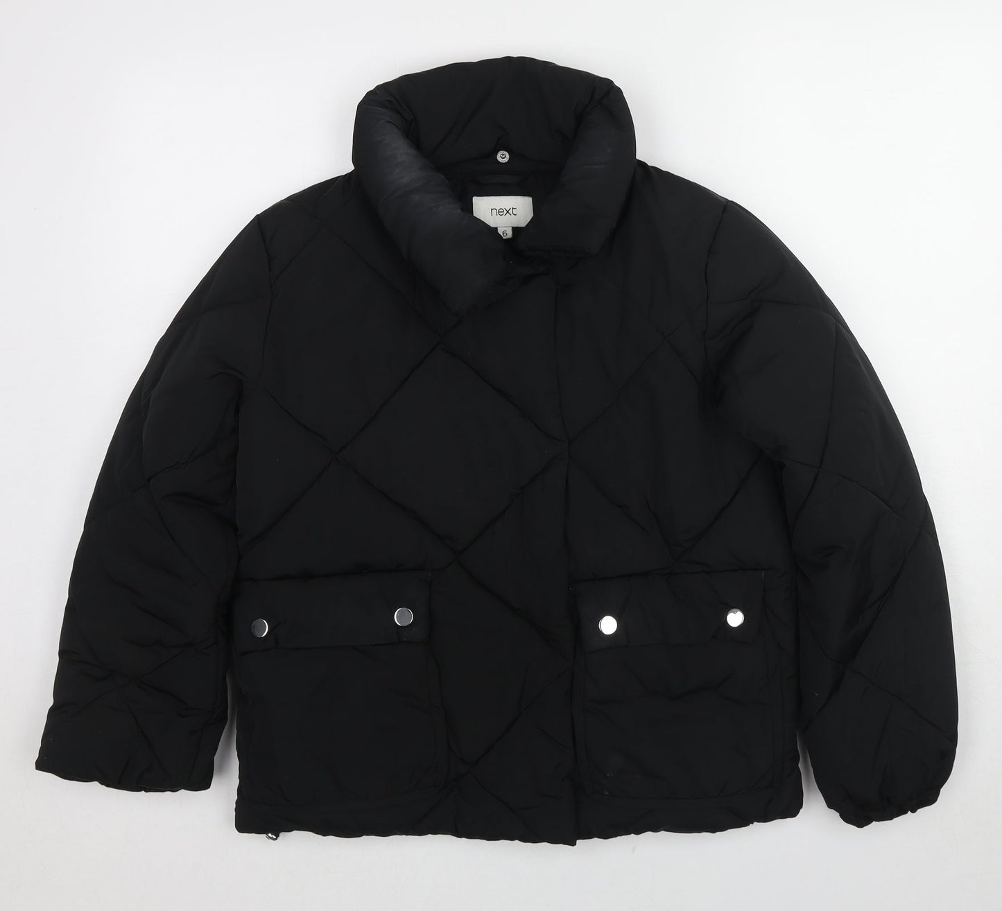 NEXT Womens Black Quilted Jacket Size 6 Zip