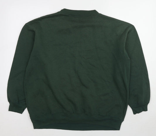 Blue Base Womens Green Cotton Pullover Sweatshirt Size L Pullover