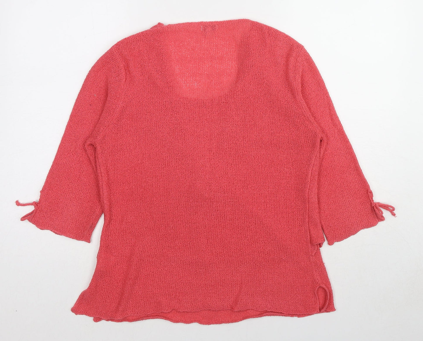 //text.. Womens Pink Round Neck Acrylic Pullover Jumper Size M