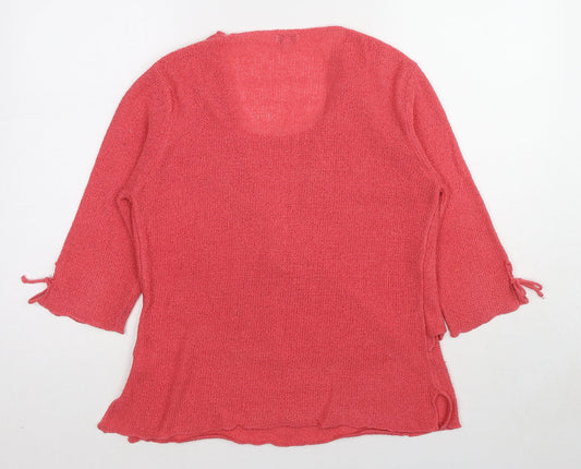 //text.. Womens Pink Round Neck Acrylic Pullover Jumper Size M