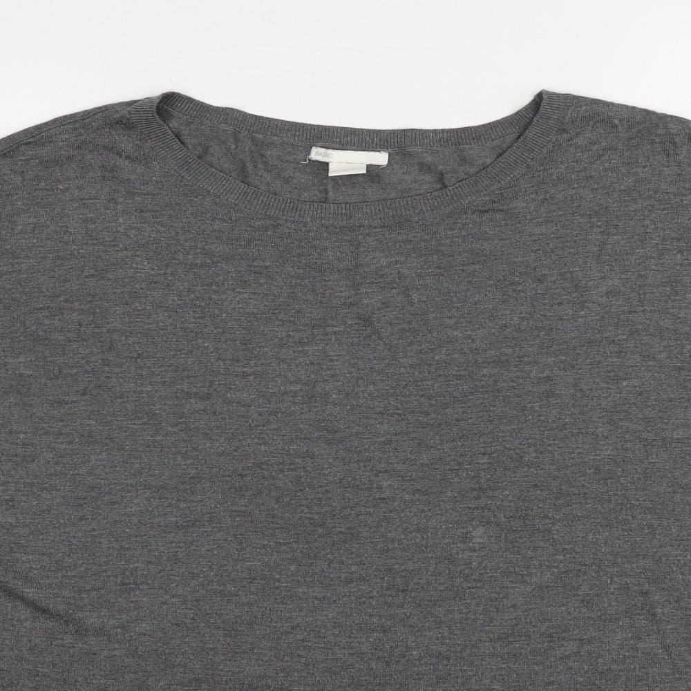 H&M Womens Grey Crew Neck Viscose Pullover Jumper Size L