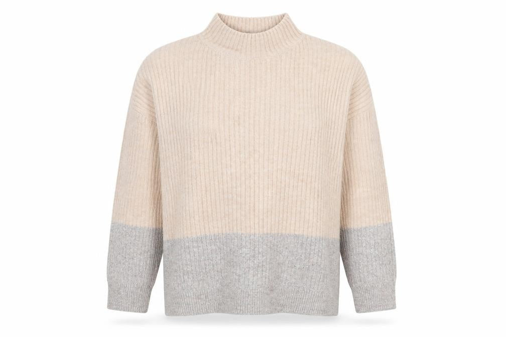 Marks and Spencer Womens Beige Mock Neck Acrylic Pullover Jumper Size S