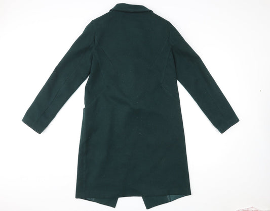 Oasis Womens Green Overcoat Coat Size S Button