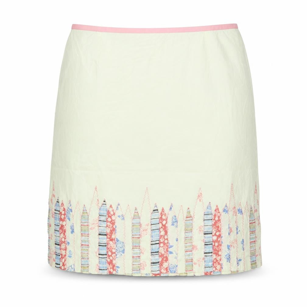 Mix Nouveau Womens Ivory Geometric Cotton A-Line Skirt Size 12 Zip
