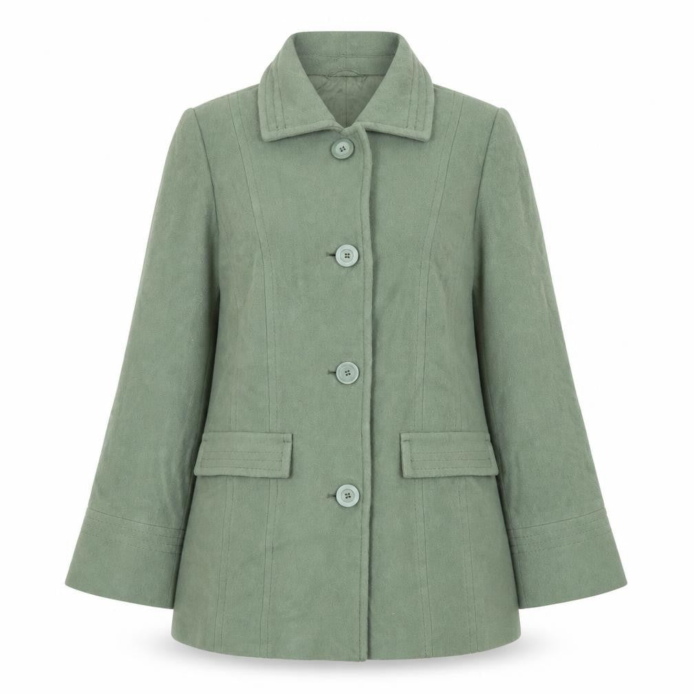 Marks & Spencer Womens Green Overcoat Coat Size 12 Button