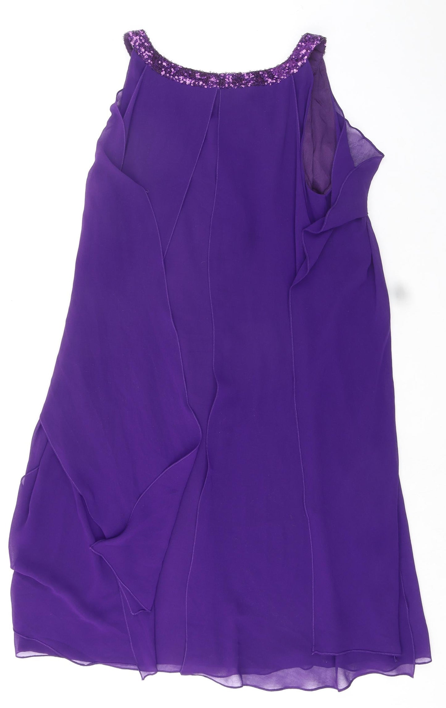Mei Mei Womens Purple Polyester Shift Size 14 V-Neck Pullover
