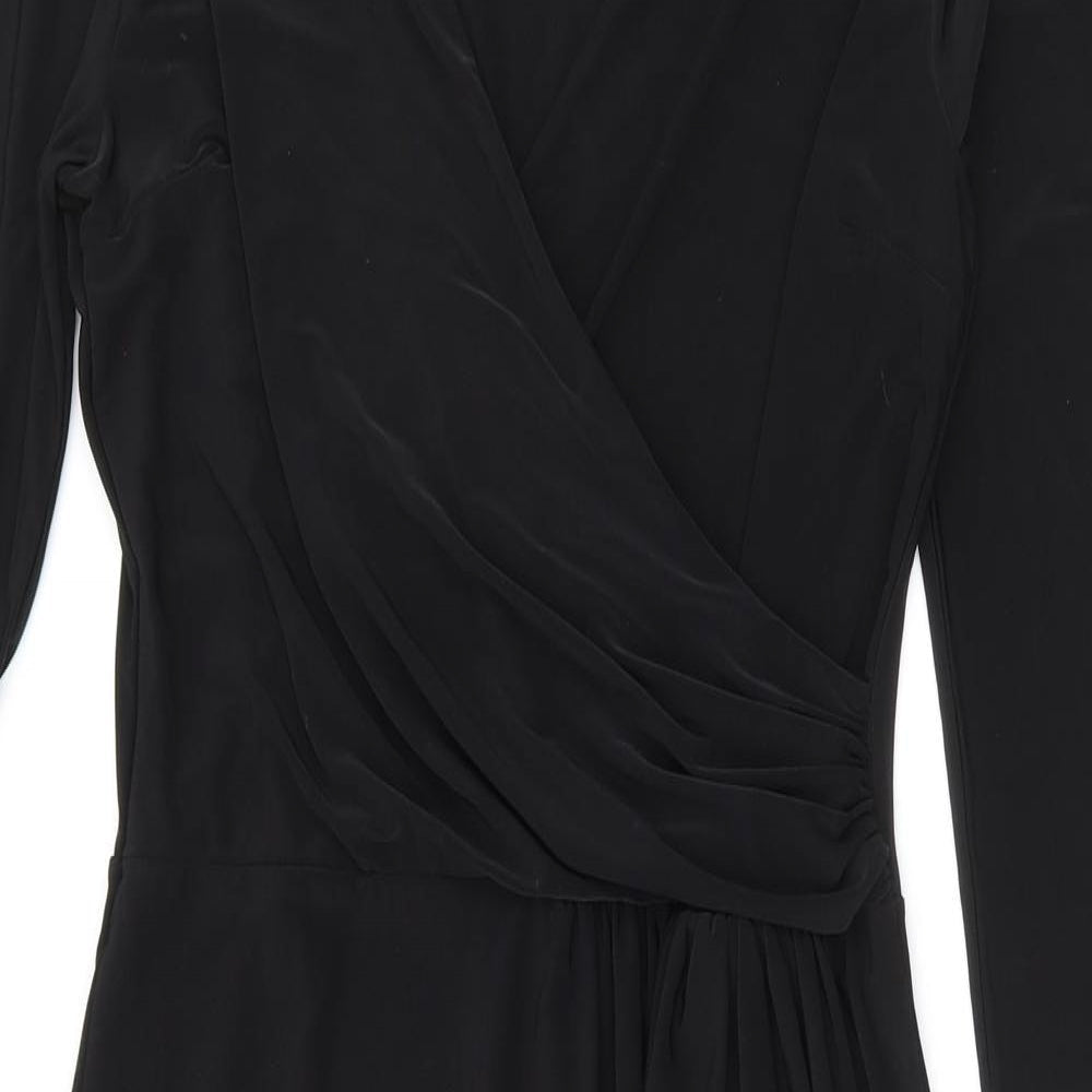 Pretty Kitty Fashion Womens Black Polyester Sheath Size 10 V-Neck Pullover