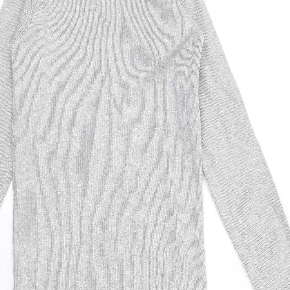 Marks and Spencer Womens Grey Viscose Jumper Dress Size XS Mock Neck Pullover
