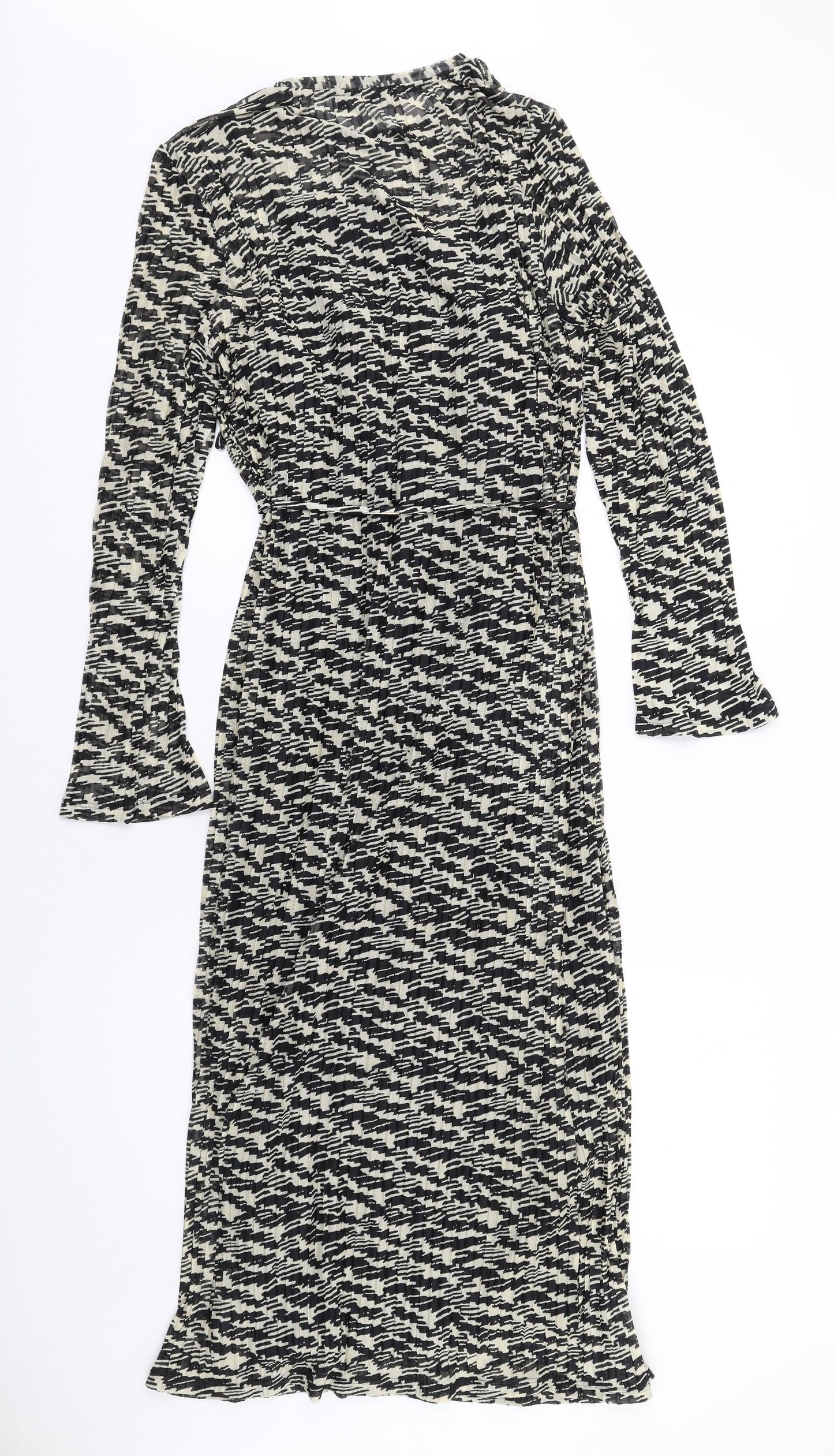 Marks and Spencer Womens Black Geometric Polyester Maxi Size 6 Round Neck Pullover
