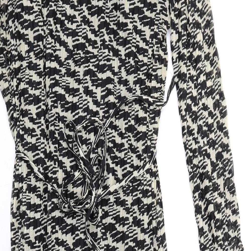 Marks and Spencer Womens Black Geometric Polyester Maxi Size 6 Round Neck Pullover