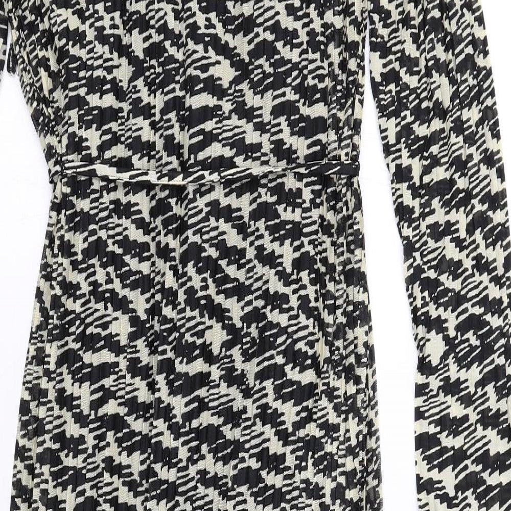 Marks and Spencer Womens Black Geometric Polyester Maxi Size 6 Round Neck Pullover