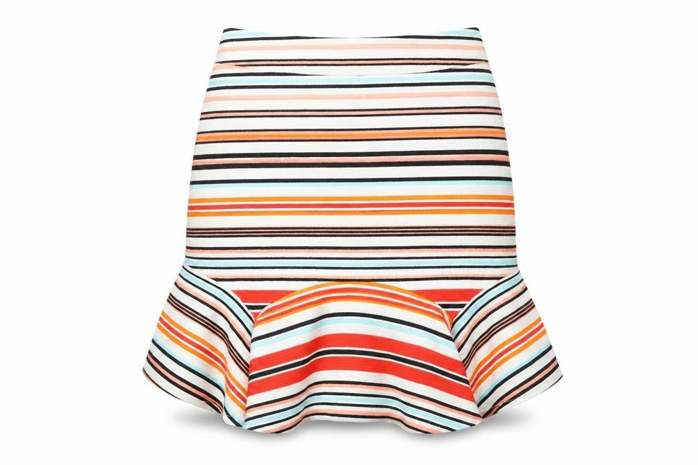 Oasis Womens Multicoloured Striped Polyester Trumpet Skirt Size 10 Zip