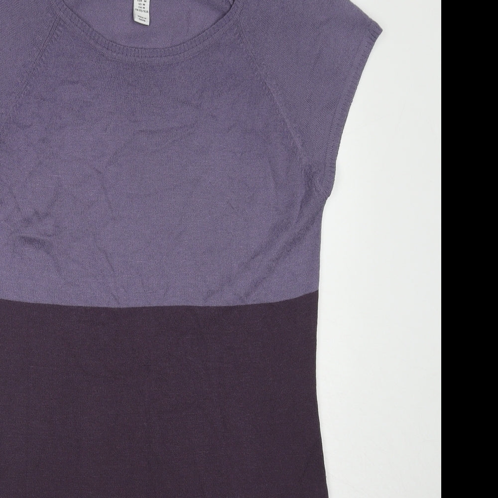 H&M Womens Purple Striped Acrylic A-Line Size M Round Neck Pullover