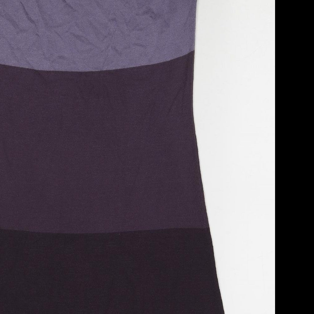 H&M Womens Purple Striped Acrylic A-Line Size M Round Neck Pullover
