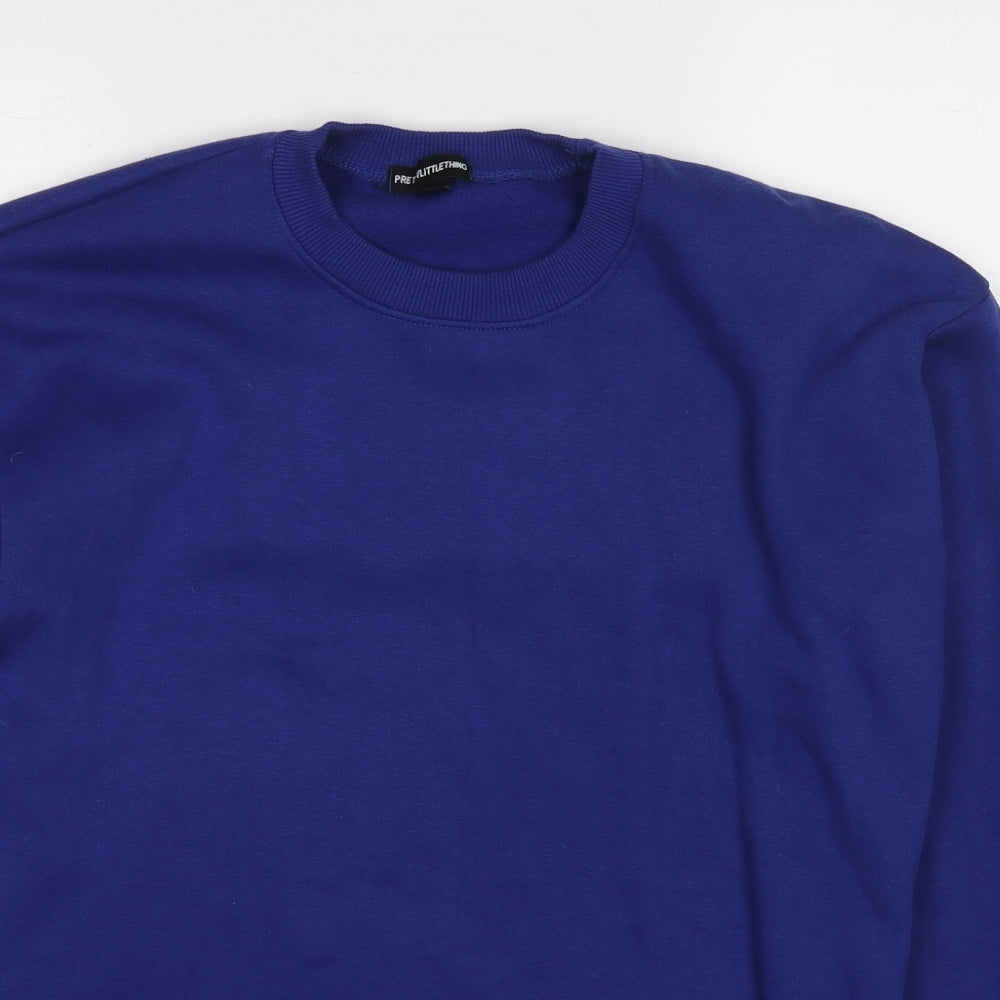 PRETTYLITTLETHING Womens Blue Cotton Pullover Sweatshirt Size S