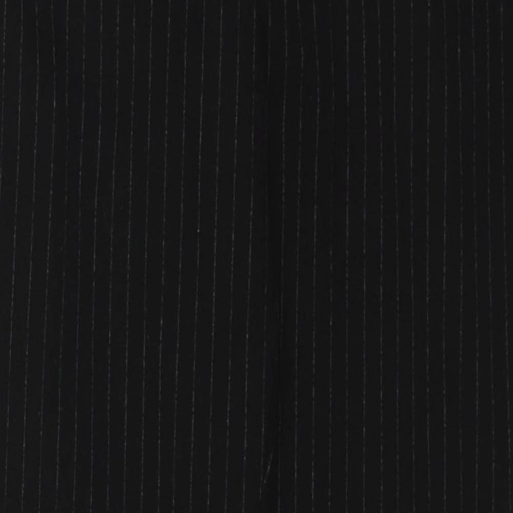 H&M Womens Black Striped Polyester Trousers Size S L27 in Regular Zip