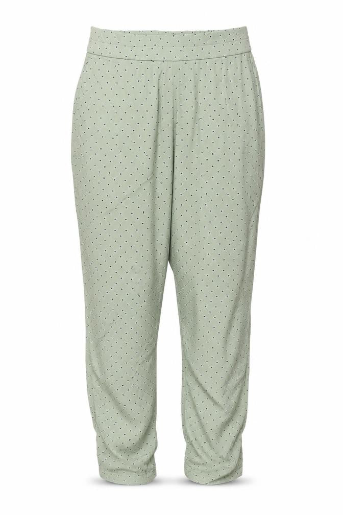 Marks and Spencer Womens Green Polka Dot Viscose Trousers Size 10 L30 in Regular - Floral