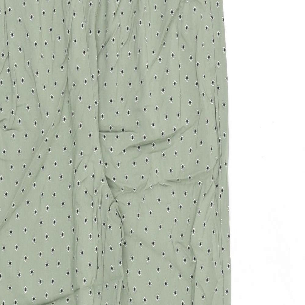 Marks and Spencer Womens Green Polka Dot Viscose Trousers Size 10 L30 in Regular - Floral