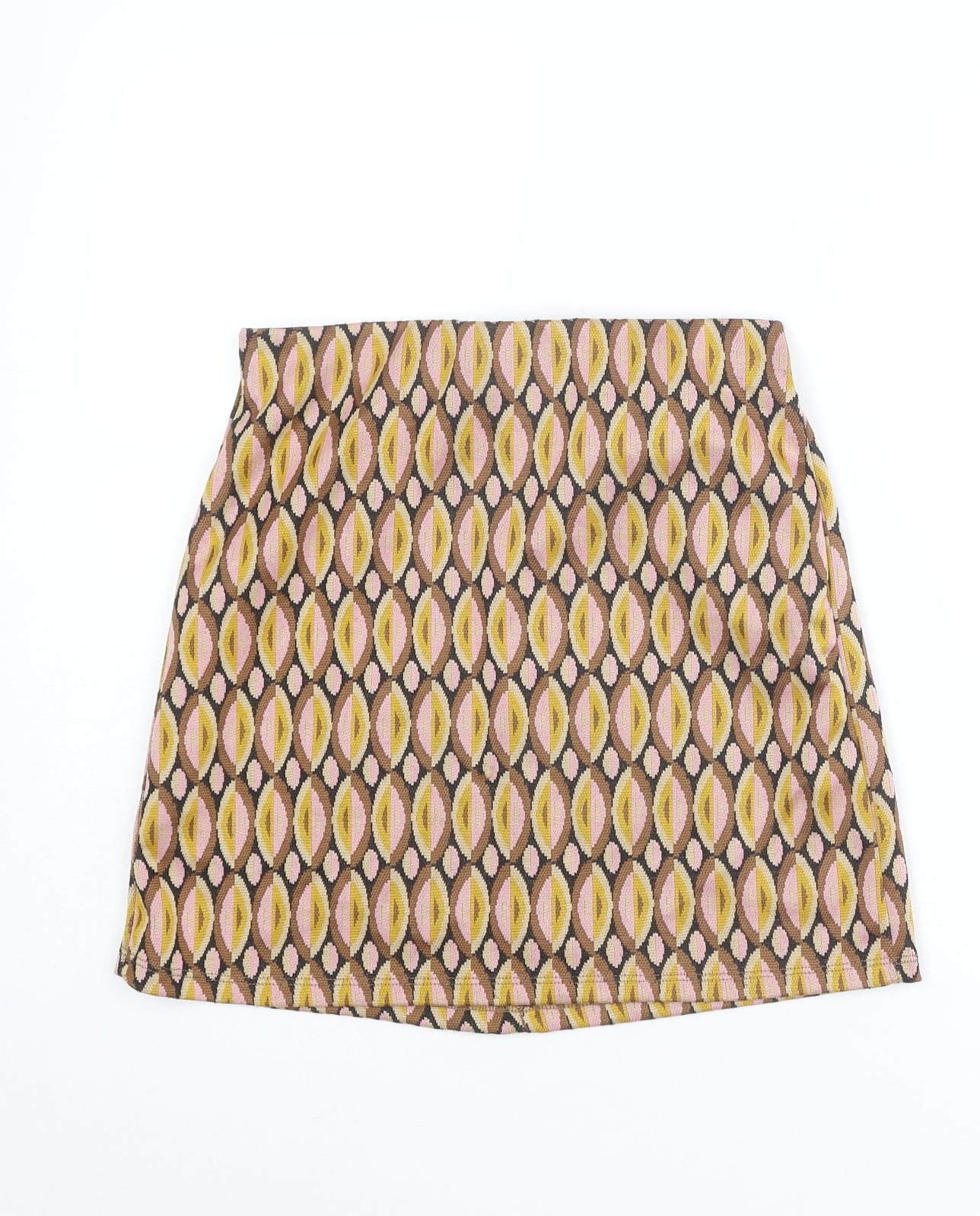 Stradivarius Womens Multicoloured Geometric Polyester A-Line Skirt Size S