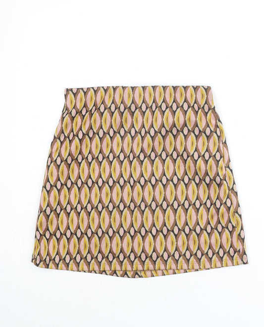 Stradivarius Womens Multicoloured Geometric Polyester A-Line Skirt Size S
