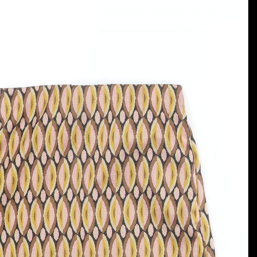 Stradivarius Womens Multicoloured Geometric Polyester A-Line Skirt Size S