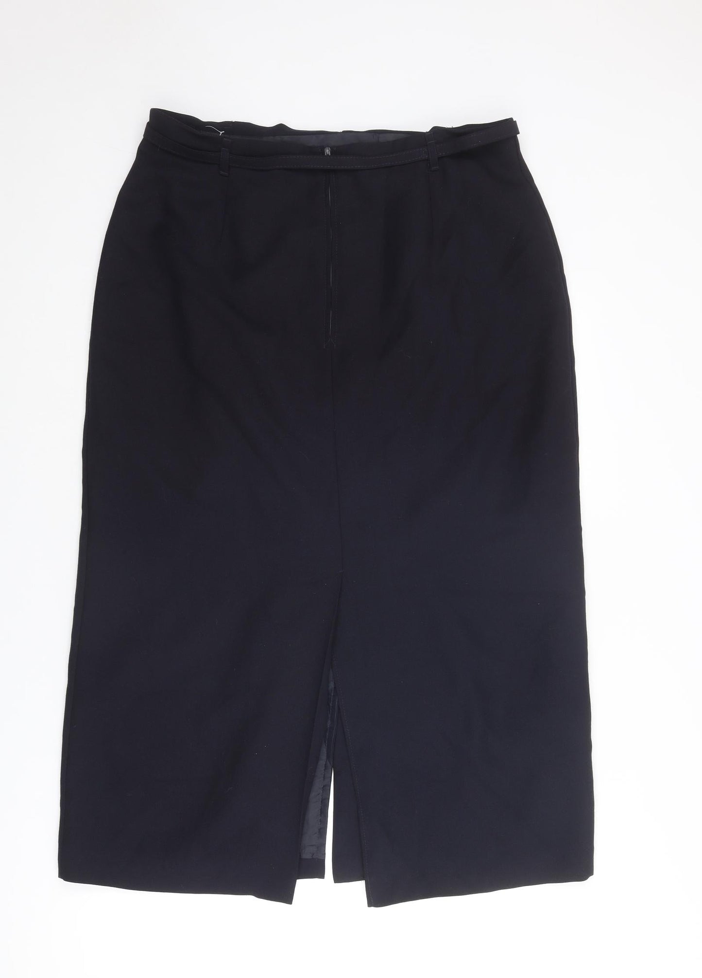 St Michael Womens Blue Polyester A-Line Skirt Size 20 Zip - Belt included
