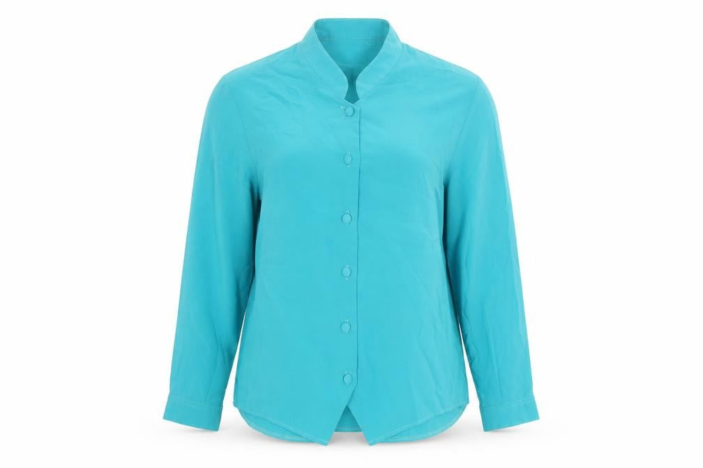 Rothmar of Scotland Womens Blue Polyester Basic Button-Up Size 16 Round Neck