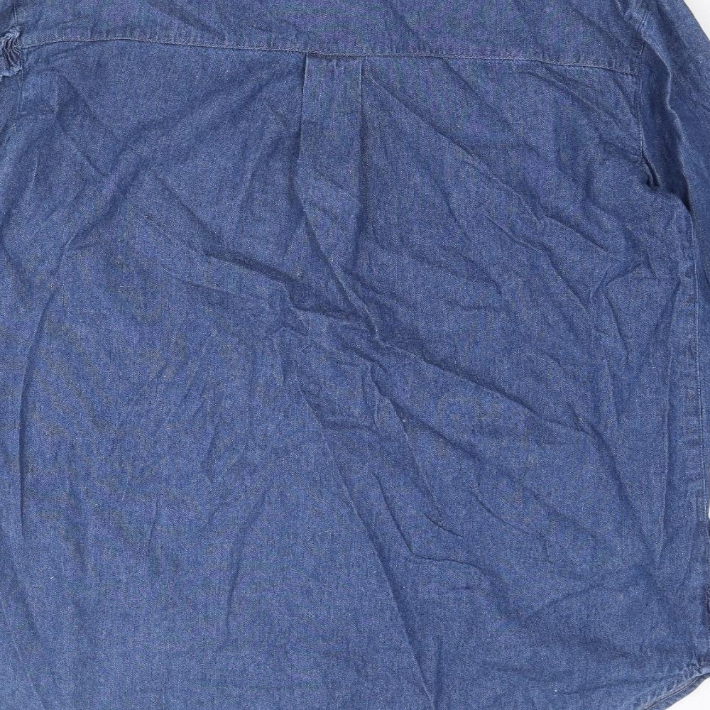 River Island Womens Blue Cotton Basic Button-Up Size 8 Collared