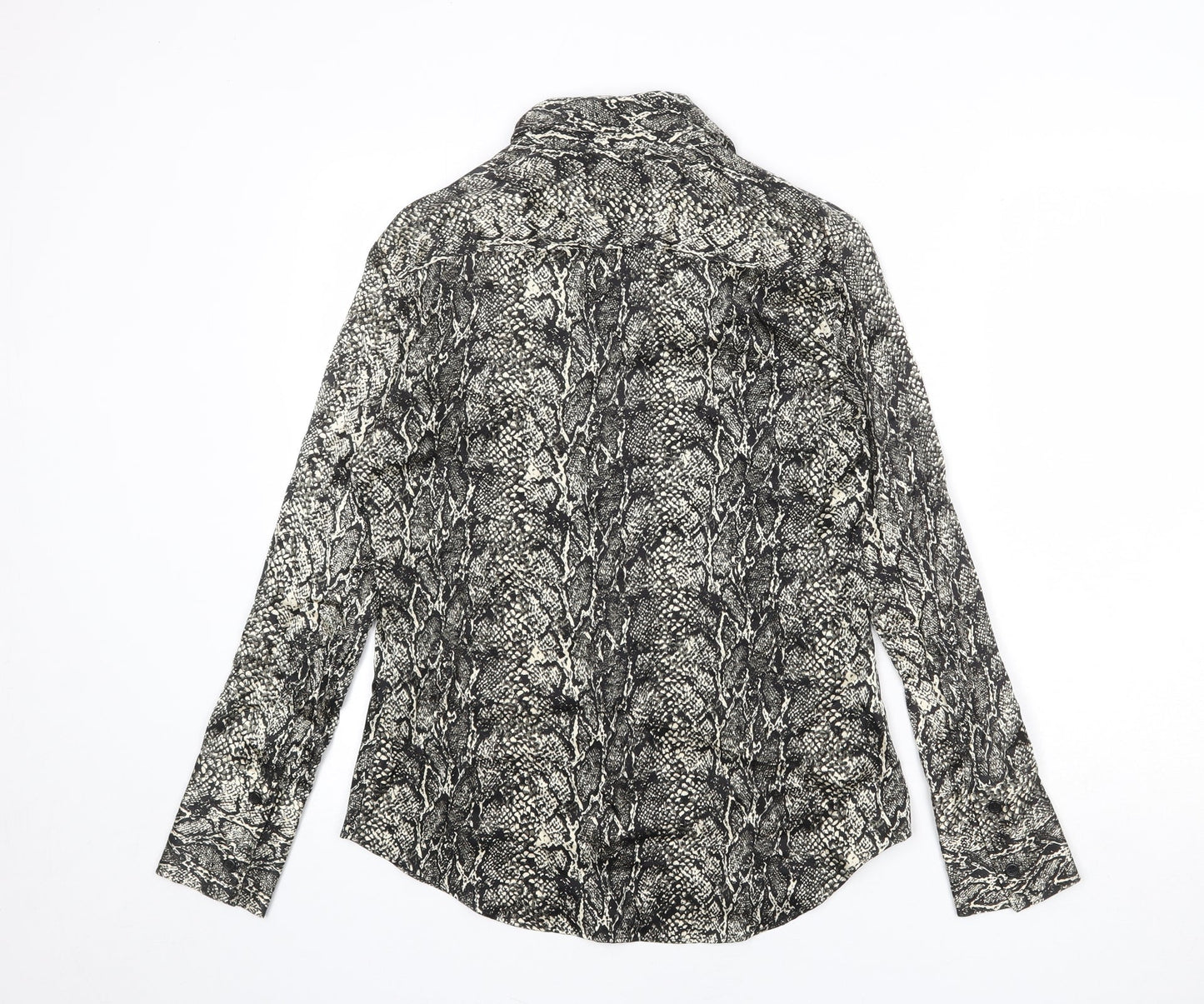 Zara Womens Multicoloured Animal Print Viscose Basic Button-Up Size S Collared - Snake Skin Print