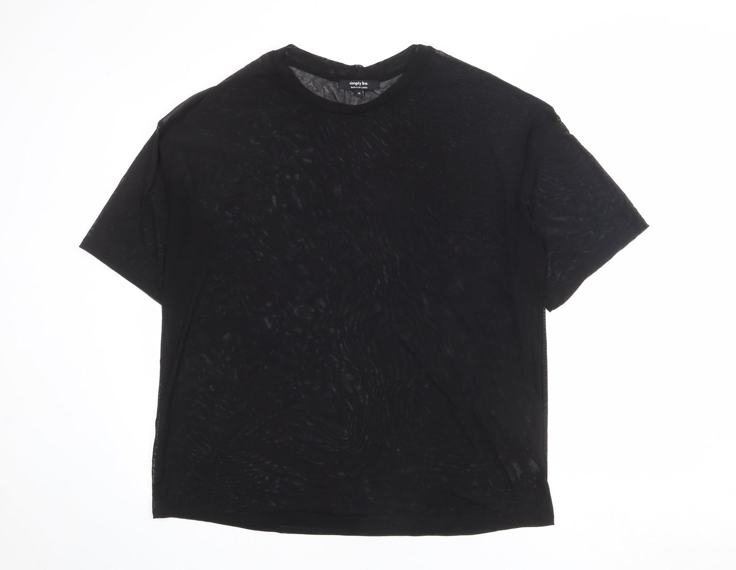 Simply Be Womens Black Polyamide Basic T-Shirt Size 14 Round Neck