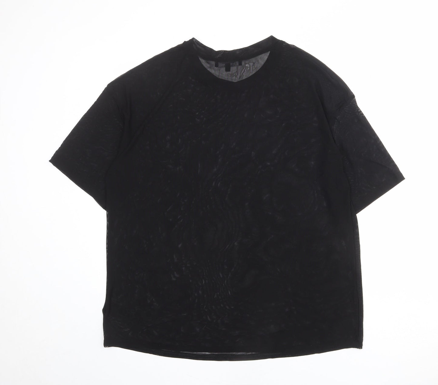 Simply Be Womens Black Polyamide Basic T-Shirt Size 14 Round Neck