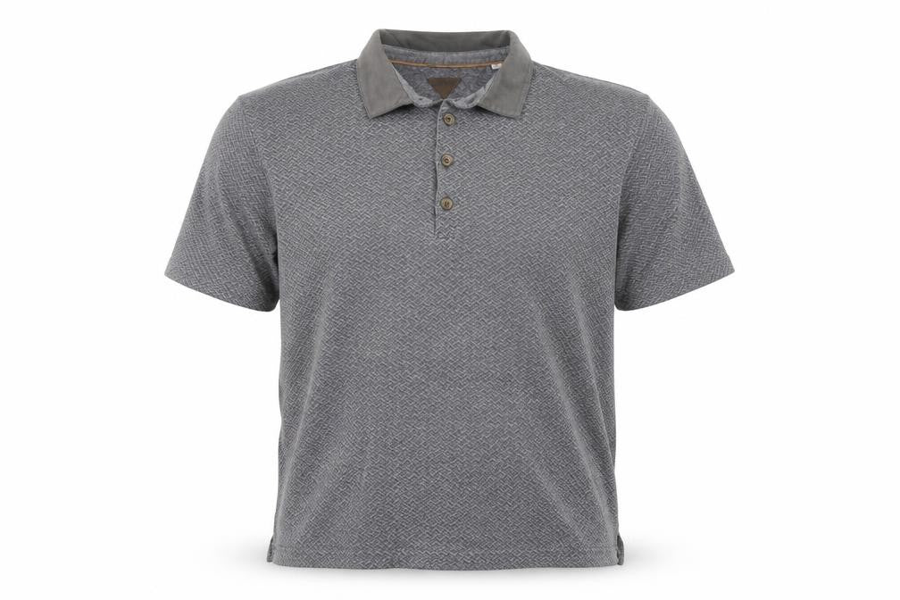 Silver Eight Mens Grey Geometric Cotton Polo Size M Collared Button