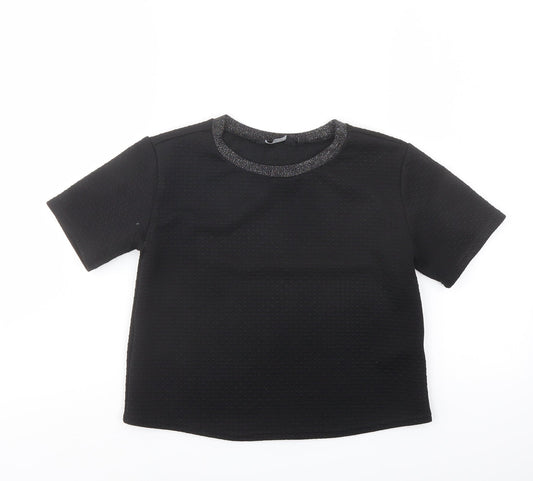 New Look Girls Black Polyester Pullover T-Shirt Size 12-13 Years Crew Neck Pullover - Neckline Detail