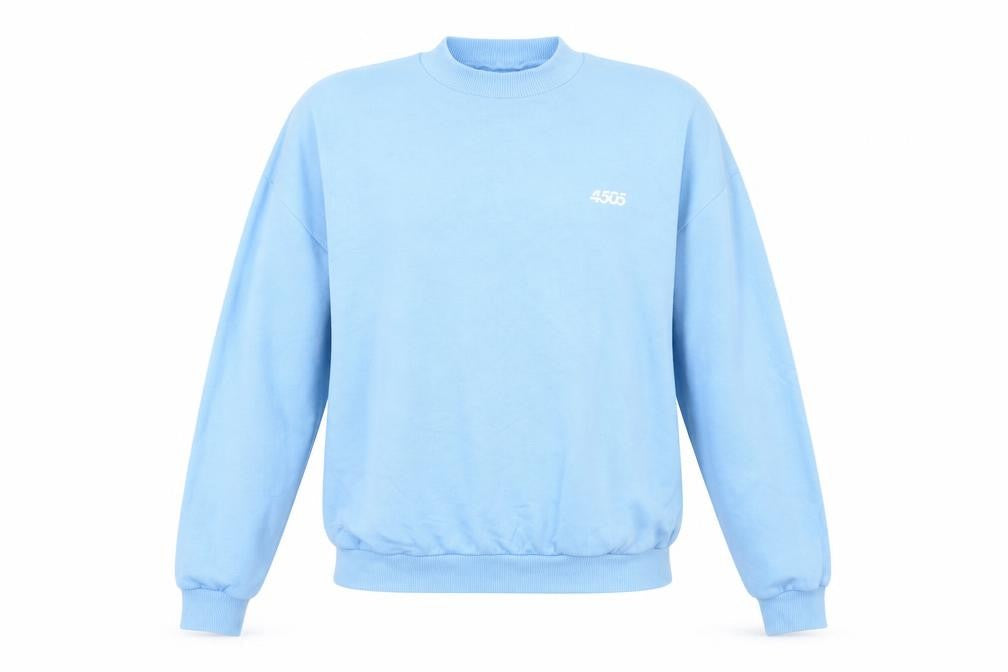 Front view of ASOS women’s blue cotton pullover sweatshirt, size UK 8, pullover