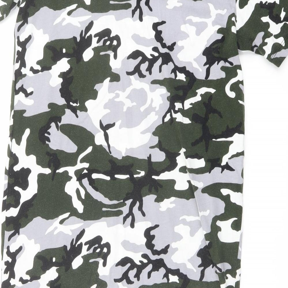 VANS Womens Multicoloured Camouflage Cotton T-Shirt Dress Size S Crew Neck Pullover