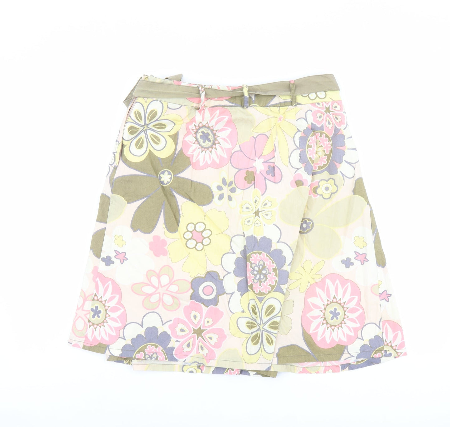 Saint Tropez Clothing Womens Multicoloured Floral Cotton Swing Skirt Size S Zip - Belt included