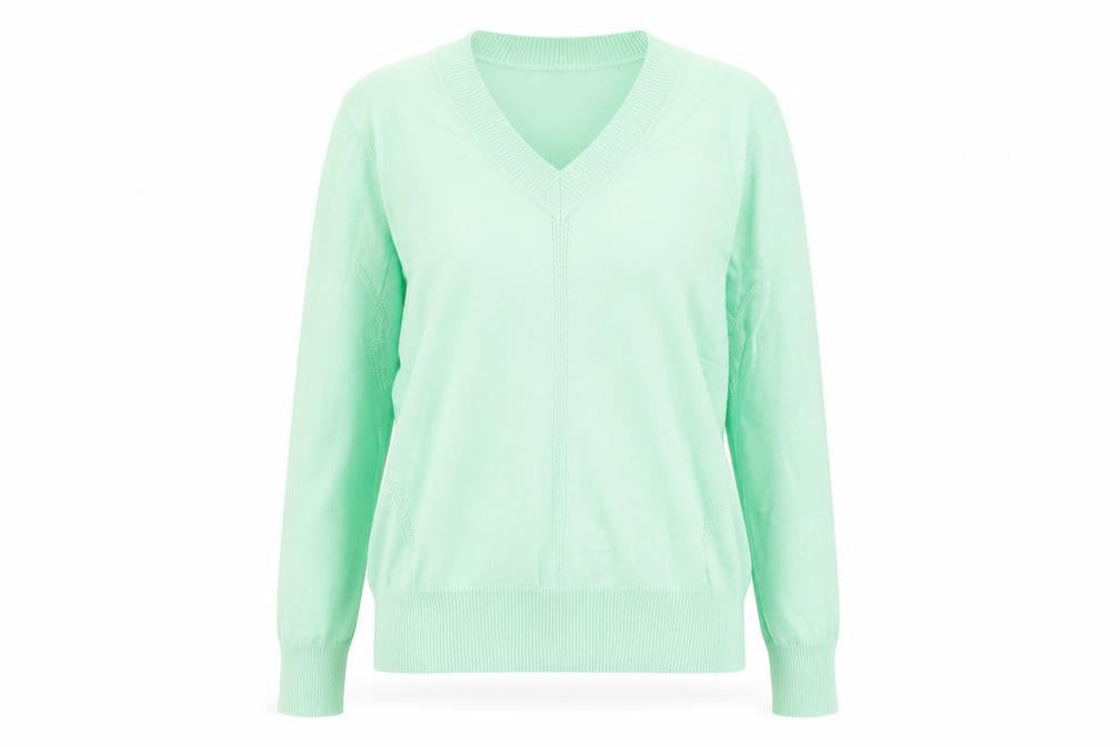 Marks and Spencer Womens Green V-Neck Cotton Pullover Jumper Size XS