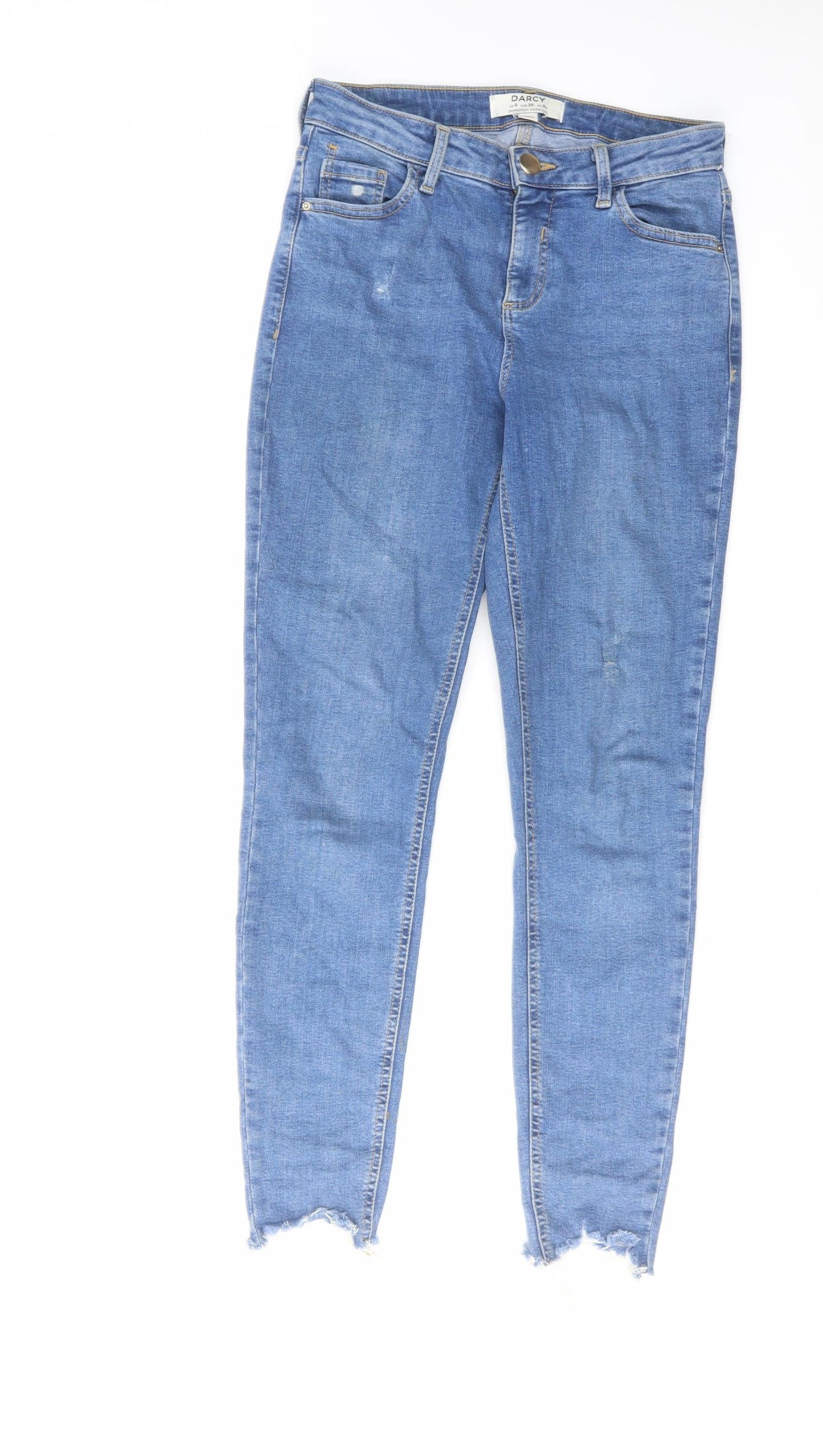 Dorothy Perkins Womens Blue Cotton Skinny Jeans Size 8 L27 in Regular Zip