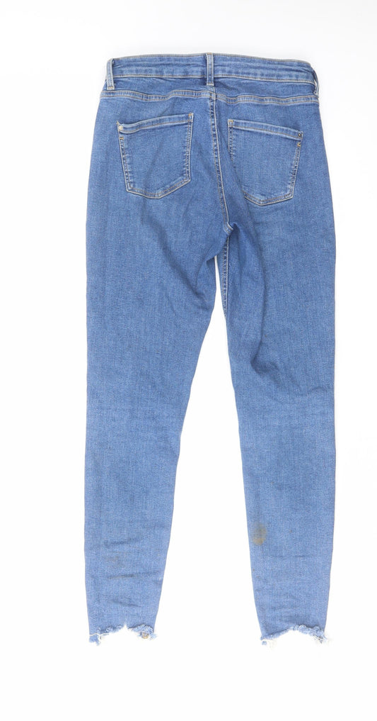 Dorothy Perkins Womens Blue Cotton Skinny Jeans Size 8 L27 in Regular Zip