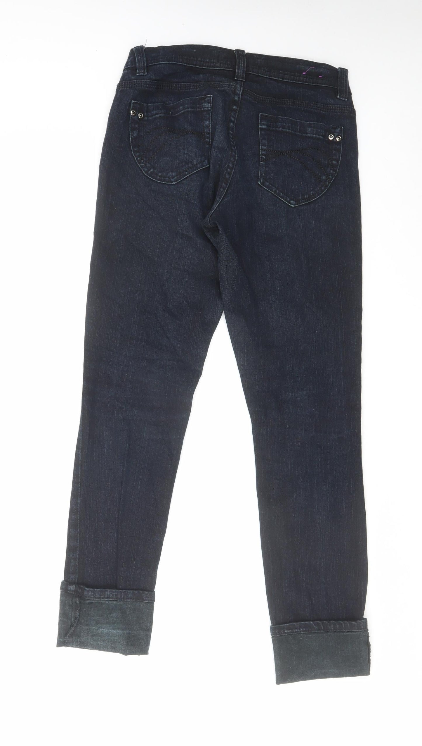 Disco Womens Blue Cotton Straight Jeans Size 8 L26 in Regular Zip